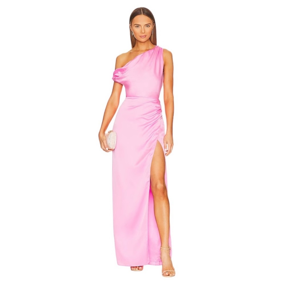 Show Me Your Mumu Jodie Dress in Pink Luxe Satin